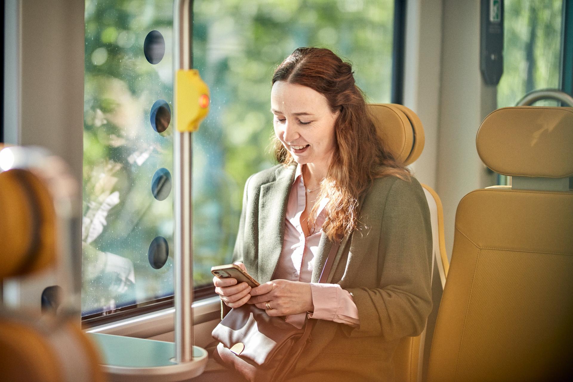 people in light rail train