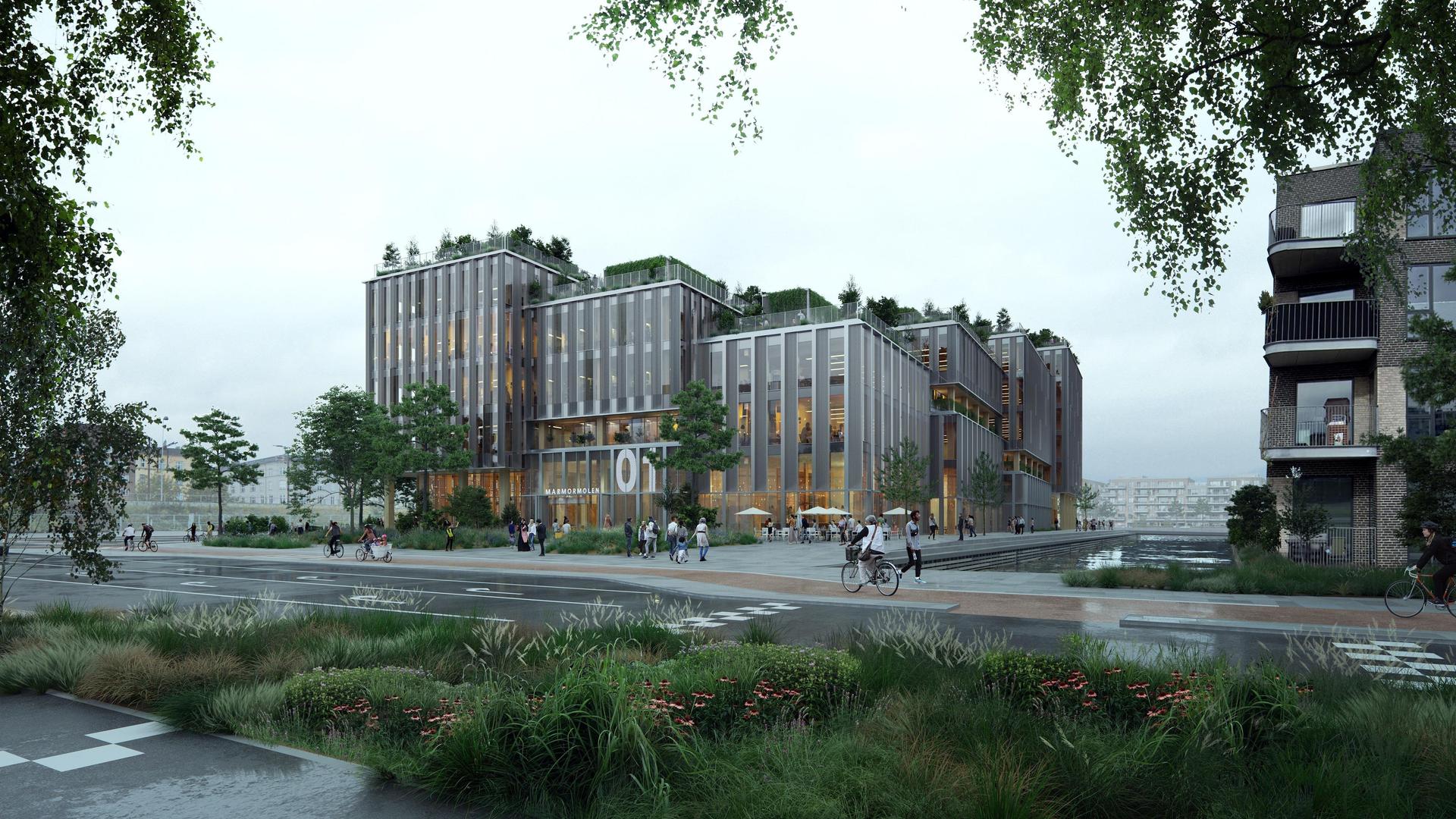 Rendering of Marmormolen, the new timber building for AP Pension