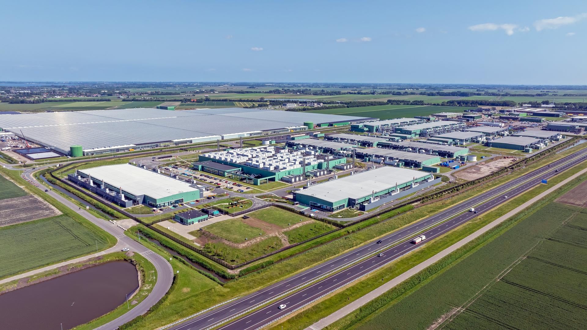 Aerial view of data centers