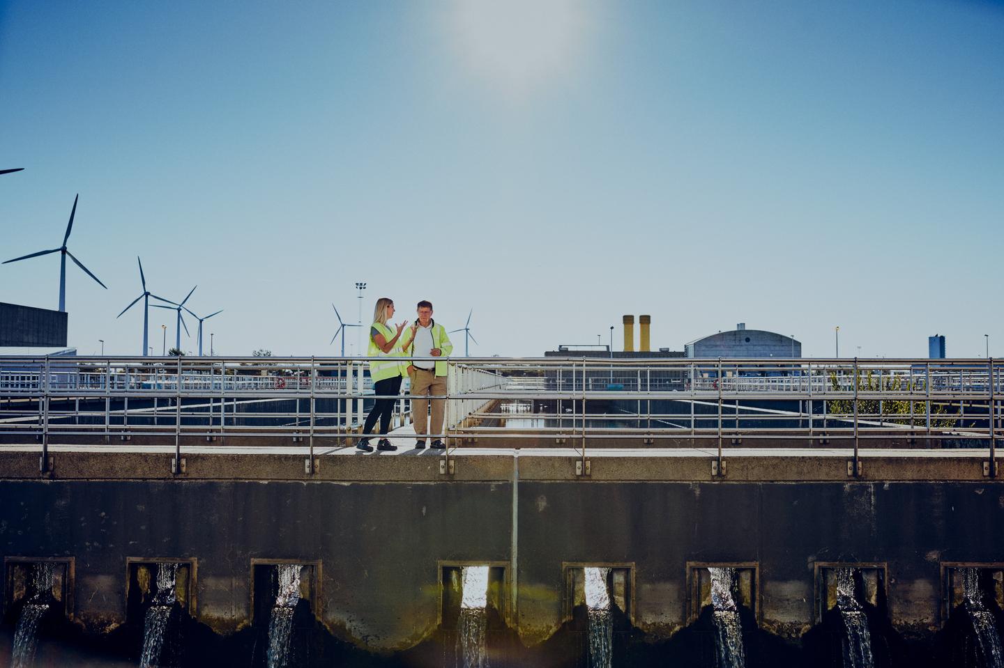 Workers at a water treatment plant.