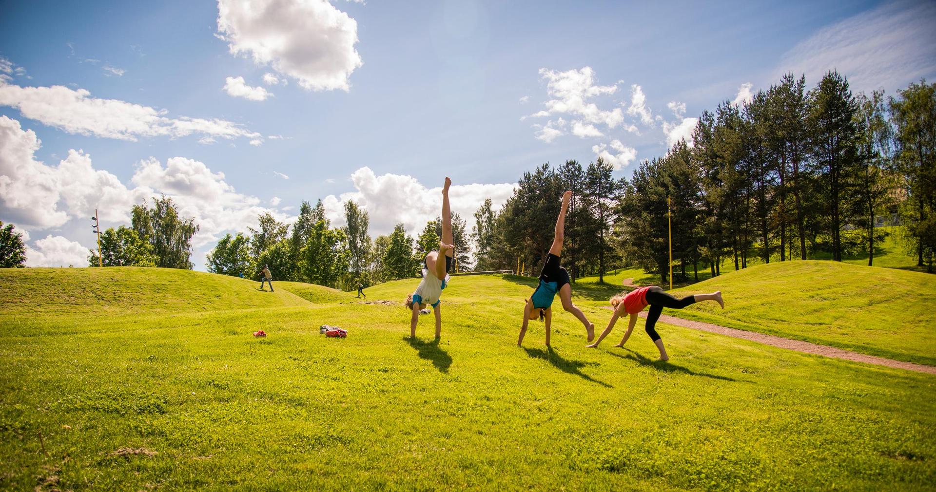 Children playing in Verdensparken park in Oslo