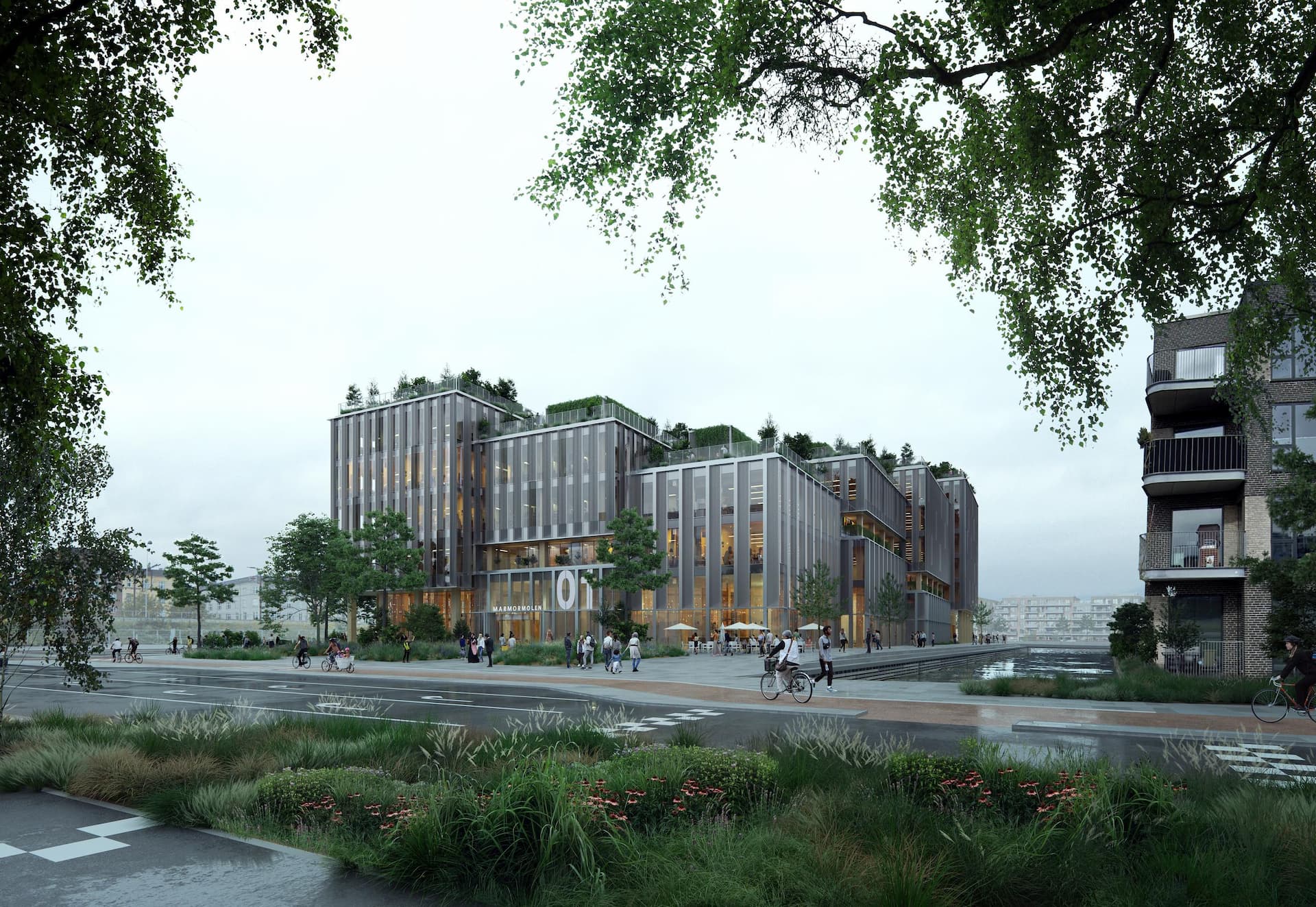 Rendering of Marmormolen, the new timber builidng for AP Pension