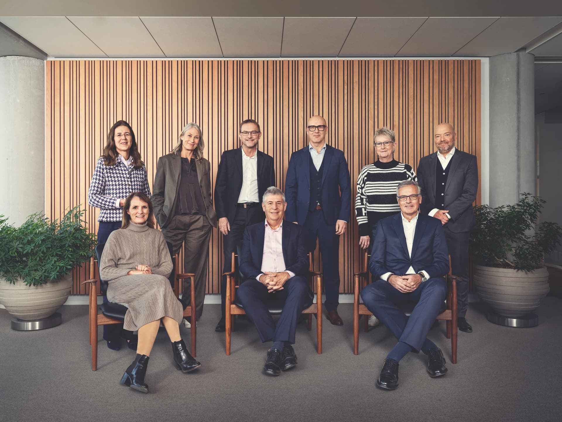 The Ramboll Group Board of Directors
Back from left:
Lieve Declercq, Helene Bekker,
Steen Nørbæk Madsen, Thomas 
Gregers Honoré, Mette Thiel, and
Jeff Gravenhorst
Front from left:
Anne Broeng, Alun Griffiths, and
Claus Hemmingsen