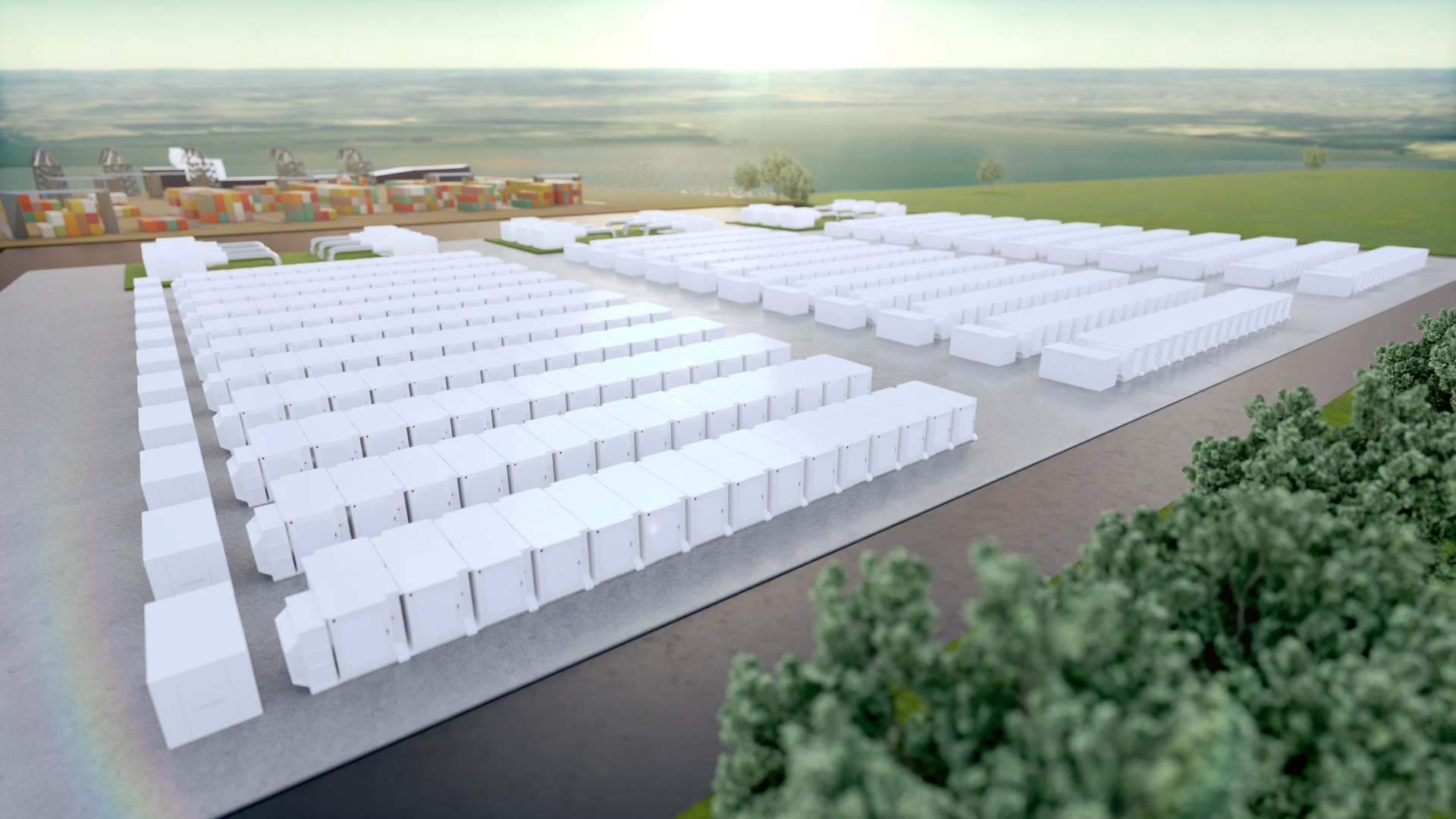 Artists impression of the battery energy storage project at the Gateway Energy Centre site