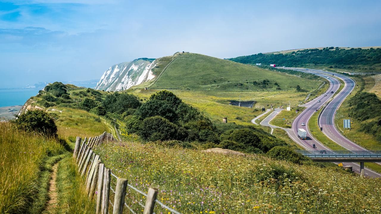 Path to the white cliffs on the coast of Dover, UK
