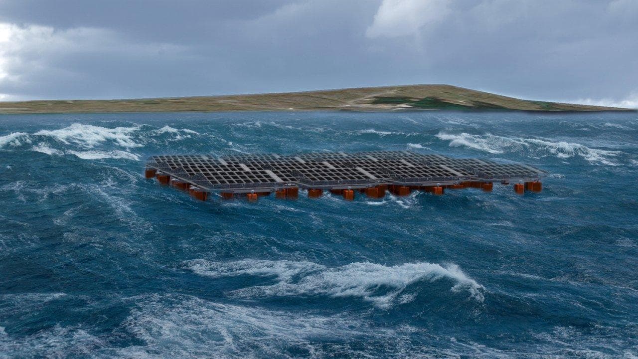 Offshore solar panels in rough waters