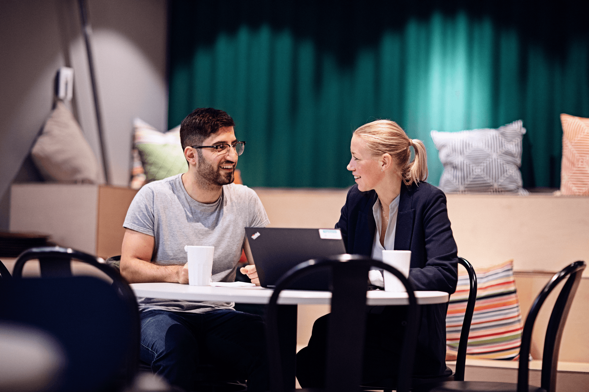 Two people having a meeting in Stockholm office Sweden